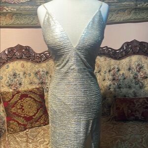 Elegant Silver Evening Dress